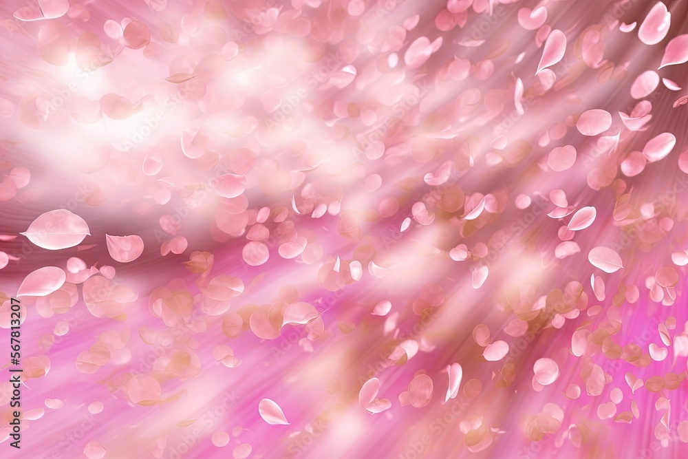 Poster a pink background with lots of small hearts on the top of it and a light shining down on the bottom 