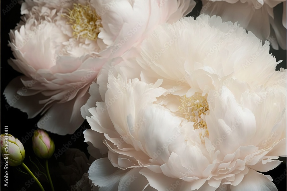 Poster a close up of a bunch of flowers with one large flower in the middle of the picture and one small fl