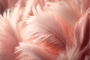  a close up of pink feathers with a blurry background and a gold border around the edges of the feathers is a soft pink color.  generative ai