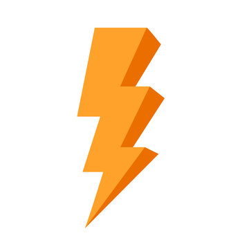 3D thunderbolt flat vector illustration clipart