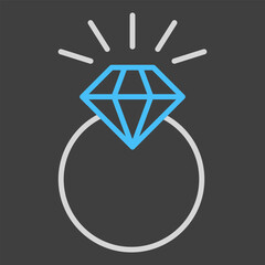 Vector wedding ring with a diamond icon