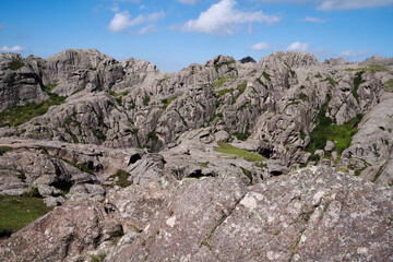 View of the rock massif The Giants in a sunny day.