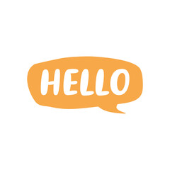 Hello Letter in Hand Drawn Speech Bubble Vector Template