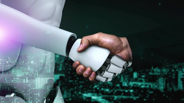 Futuristic robot artificial intelligence huminoid AI programming coding technology development and machine learning concept. Robotic bionic science research for future of human life. 3D rendering.