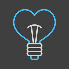 Heart shape in light bulb vector icon isolated