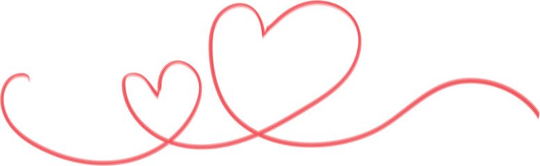 Hearts icons one line drawing technique, vector illustration. Love symbol over white background