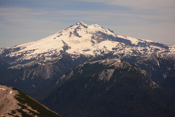 View of the Tronador volcano in Bariloche. monte tronador seen from cerro lopez in patagonia argentina