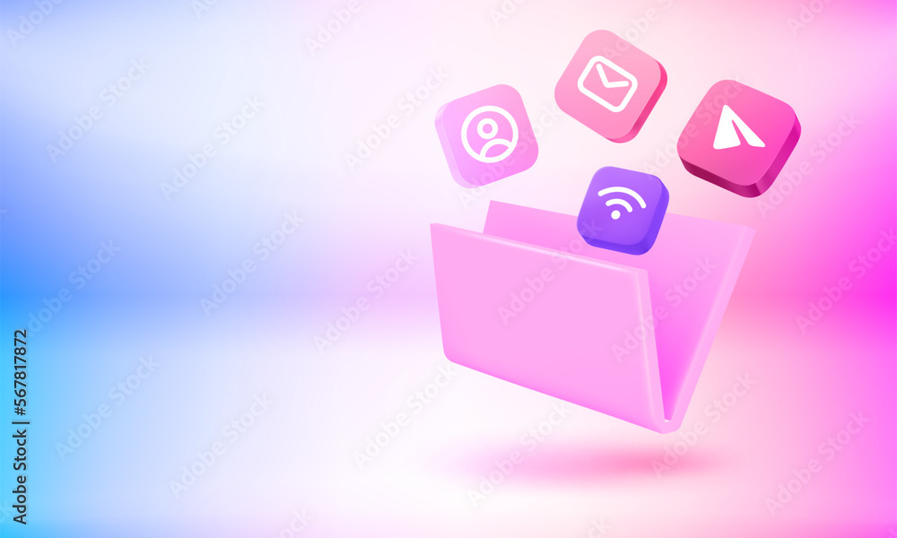 Aufkleber Modern router at work. 3d vector banner with copy space