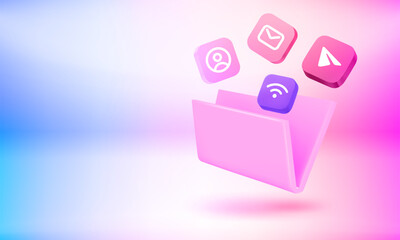 Modern router at work. 3d vector banner with copy space