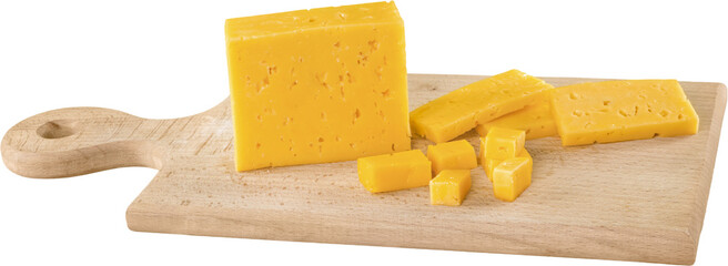 Yellow Cheese on the Cutting Board - Isolated