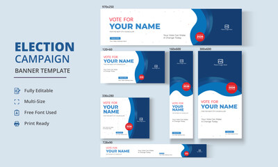 Election Campaign Banner Template, Political Campaign Banner Template, Vote Banner Template, Political Election Poster