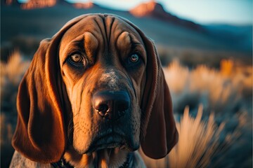 Bloodhound portrait - obrazy, fototapety, plakaty