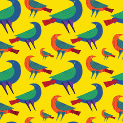 Hand-drawn traditional ancient tribal folk art, India. Pictorial language depicting the rural life of the inhabitants of India. seamless pattern for textiles, wrapping paper, or backgrounds