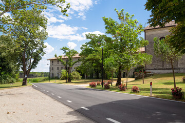 Village in the hamlet of Belvedere with the Sant'Antonio Abate church in Aquileia, Udine; Italy.