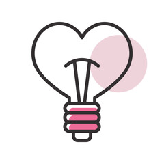 Heart shape in light bulb vector icon isolated