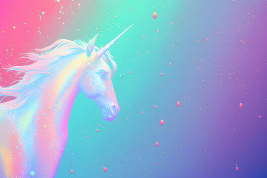 Unicorn Background With Rainbow Mesh. Fantasy Gradient Backdrop.