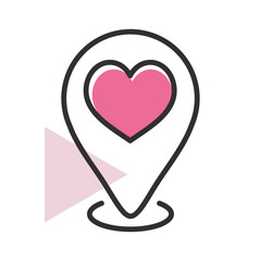 Map pointer with heart vector icon