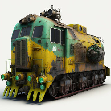 Old locomotive closeup