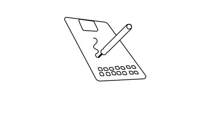 Graphic pad line art vector with pen isolated on white background.