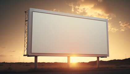 blank billboard at night, sunset, generative ai