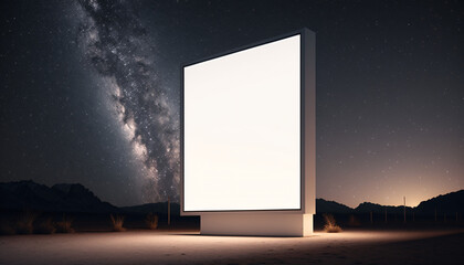 blank billboard at night, milky way, generative ai