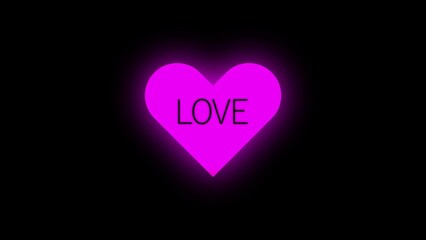 The inscription is a declaration of love on a pink heart. Animation transparent background motion design. A heart with an inscription. Romantic background. Love wedding Valentine's day date 4k.