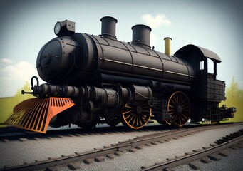 Obraz premium Steam Engine, Generative AI Illustration