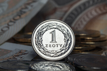 Background: Polish zloty (PLN) coins - ZŁOTÓWKA, PIENIĄDZE, GOTÓWKA, ZŁOTY, MONETY. - obrazy, fototapety, plakaty