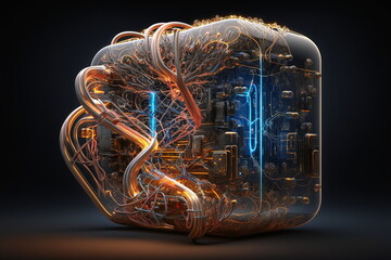 Artificial intelligence concept design. AI networking training. AI Computing. Created by Generative AI