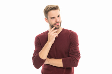 Fototapeta premium photo of smiling man with stubble hair. man with stubble isolated on white. man with stubble