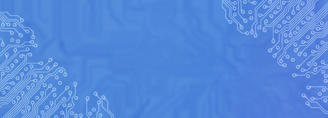 Circuit board texture future metaverse tech blue gradient digital web horizontal banner design template blank with place for text