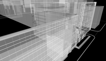 Architecture building 3d illustration