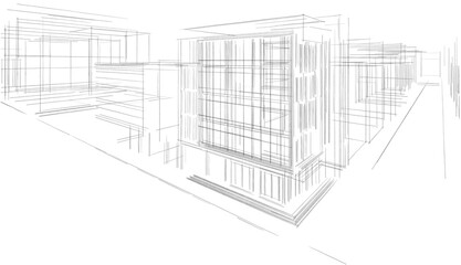 Architecture building 3d illustration