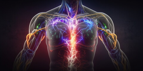 Artificial intelligence concept design. AI networking training. Humanoid. AI human. Created by generative AI