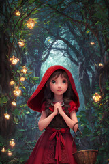 Little red riding hood with basket