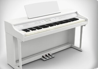 On a white background, an isolated digital portable piano is shown. Generative AI