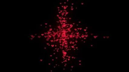 Fototapeta na wymiar Two streams of hearts collide on a dark background. Animation of many hearts background motion design. A cluster of red hearts. Romantic background. Love wedding on Valentine's Day,Mother's Day 4k.