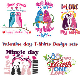 Valentine day vector t shirt design sets