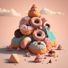 Colorful donuts generative ai