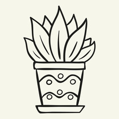 Flowerpot. Hand drawn vector illustration
