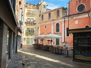 Courtyard in Venice. Container gardening in courtyard in Venice, Italy