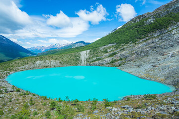View of the beatiful  Glaciar Huemul (Huemul Glacier) and it's lake - El Chalt&eacute;n, Argentina
