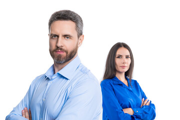 business couple on background, selective focus. photo of business couple colleagues.