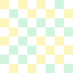 White, yellow, and green pastel checkerboard pattern background.	