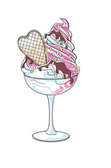 ice cream in a glass bowl 