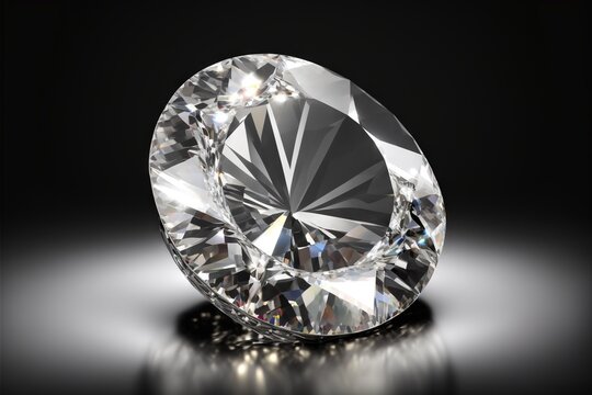  a diamond on a black background with a reflection in the middle of the image and a reflection in the middle of the image of the diamond.  generative ai