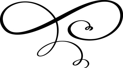 Vintage swirl calligraphic flourish, vector divider ornament design. Illustration for book, greeting card, wedding invitation, Valentines Day