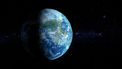 Fototapeta na wymiar A beauty wide shot of the Earth slowly rotating in space. 