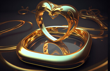 golden wedding rings - Love weddings rings - golden rings background - Generative AI