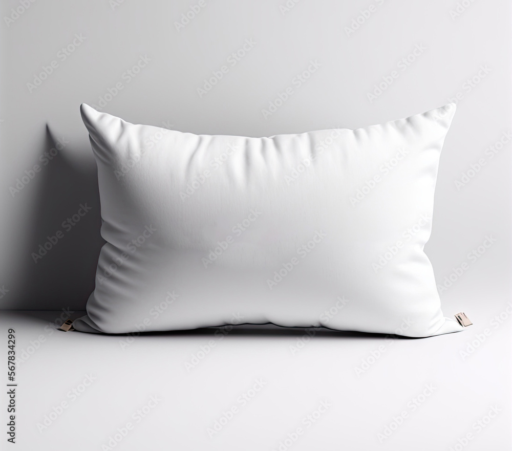 Aufkleber mock up of a rectangular pillow with a white backdrop. generative ai